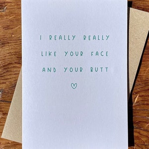 Tarjeta de trasero / Tarjetas de ida y vuelta / Gran trasero / Descarado / Día de San Valentín / Lindo melocotón / Bonita cara / Tarjeta de aniversario / Para él / Más vendido /