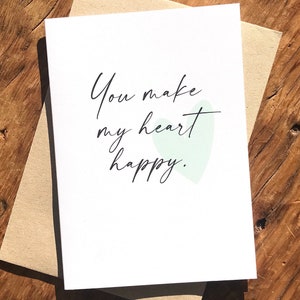 You Make My Heart Happy | Love Card | Valentines Day Card | Love Birds | Friendship | Hugs | Happy Heart | Birthday Card | Just Because Card
