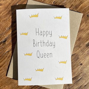 Feliz Cumpleaños Reina / Tarjeta de Cumpleaños / Deseos de Cumpleaños / Yas Reina / Tú Reina / Corona / Tarjeta de Cumpleaños Divertida / Deseos de Cumpleaños / Tarjeta Divertida