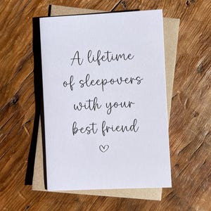 Uma vida inteira de festas do pijama com sua melhor amiga! Noivado | Cartão de casamento | Amor | Felicidade | Cartão de aniversário | Noivo | Você está noivo!