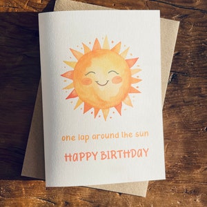 Happy Birthday, kids birthday, laps around the sun, 1st birthday, child gift, gift boy, cute card, best seller, 2nd bday, sunshine, kids