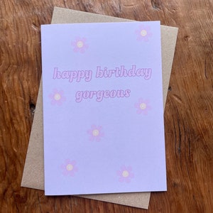 Alles Gute zum Geburtstag Wunderschöne | Geburtstagskarte | Wunderschöne Menschen | Von und nach Karten | Flower-Power | Retro-Vibes | Liebe Grüße | Recycelt