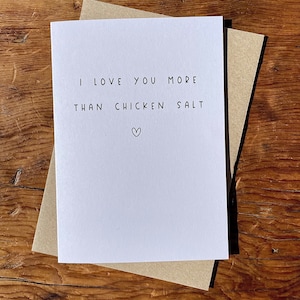 Te amo / Te amo más que / Tarjetas de ida y vuelta / Tarjetas de ida y vuelta / Chicken Salt / Tarjeta de aniversario / Tarjeta del día de San Valentín / Más vendido
