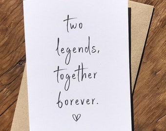 Two Legends, Together Forever! Wedding Card | Congratulations Card | Engagement Card | Fun Love | Engagement Card | Mr and Mr | Mrs and Mrs