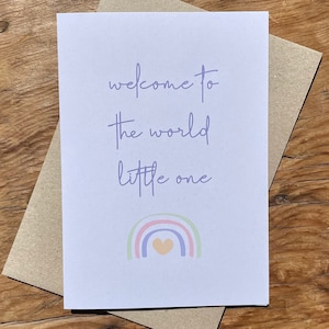 Bienvenue dans le monde | Nouveau bébé | Cadeau nouveau-né | carte de vœux personnalisée | carte de visite pour bébé | Arrivée de bébé | Petite fille | Bébé garçon | Arc-en-ciel | Recycler