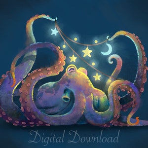 Colourful Octopus | Digital Download | A3 | Original Artwork | Marine Ocean Art