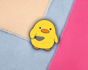 Duck With a Knife Enamel Pin - Funny Accessory and Personalized Gift