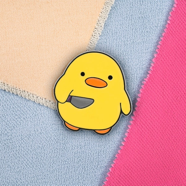 Duck With a Knife Enamel Pin - Funny Accessory and Personalized Gift