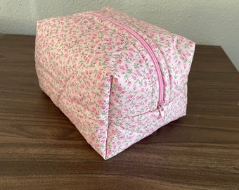 Pink Small Floral Makeup Bag