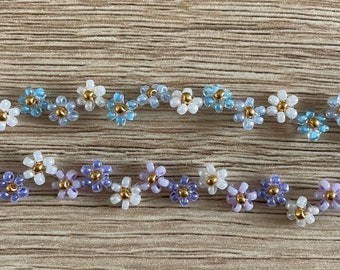 Purple Or Blue Zigzag Flower Bracelet