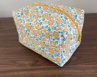 Yellow & Turquoise Floral Makeup Bag