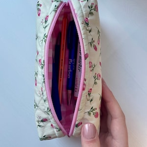 Off White Rosebud Makeup Bag Pencil Case 17x6x6 cm