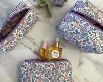 Borsa per il trucco floreale viola