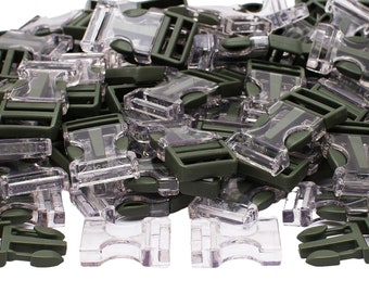 Clear/Dark Green Plastic release Buckle 1.68" H x 1.1" W