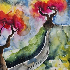 Whispering Trees of the Night. Acquarello su carta 38x56cm