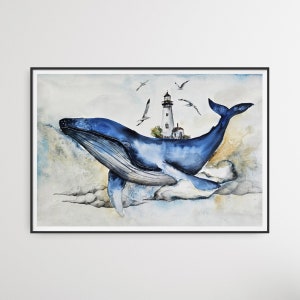 Nel Cielo. La BALENA con il faro. Decorazione da parete.