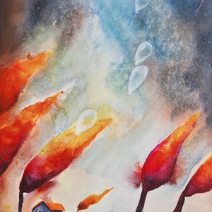 Freedom in a Cosmic Dream. Acquarello su carta