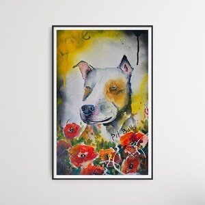 DIPINTO ORIGINALE. Pit Bull. Carta 38x56cm
