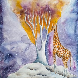 WATERCOLOR. Illustration with a GIRAFFE