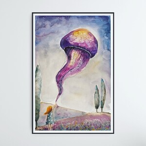 La Ragazza con la medusa viola. Foresta notturna.