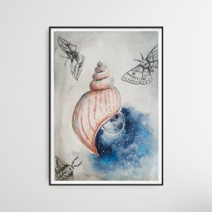 La nuit. Coquillage avec la Lune.