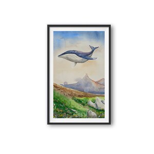 DIPINTO ORIGINALE ad acquarello. La BALENA di primavera