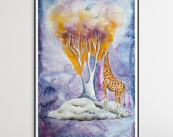 AQUARELL. Illustration mit GIRAFFE.