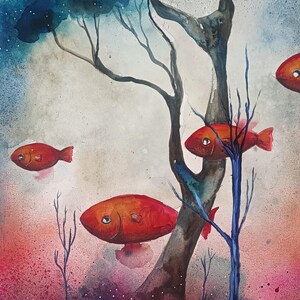 Beyond the Aquatic Horizon. Acquarello su carta