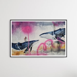 DIPINTO ORIGINALE. L'incontro. Decorazione da parete. Carta 38x56cm