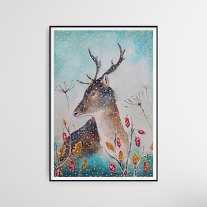 Le cerf dans le paysage d'hiver. A4