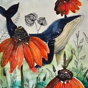 La BALEINE dans le champ de fleurs. A4