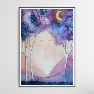 ACQUARELLO. PAESAGGIO notturno