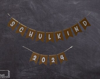 Wimpelkette Schulkind 2024 schlicht weiß / Girlande / Wanddeko / Schulanfang / Schule / Deko Idee zur Einschulung / Personalisiert mit Name