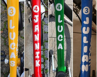 Kinder Fahrrad Aufkleber – Woom - personalisierte Sticker für Name deines Kindes