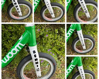 Namens Aufkleber für Woom 1 Laufrad Fahrrad Kinder Beschriftung Personalisierung Sticker