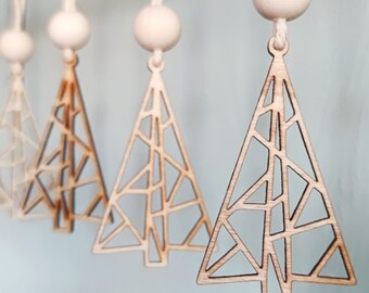 Tannenbäume Anhänger aus Holz | Polygon | Deko Weihnachten