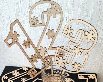 Personalisierbare Holz-Caketopper: Große Zahlen für Geburtstagstorten