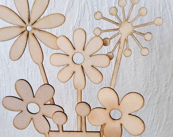 Individualisierbare Blumenmotiv-Caketopper aus Holz – Perfekt für Geburtstagskuchen und Thematische Torten