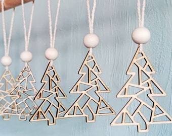 Tannenbäume Anhänger aus Holz | Polygon | Deko Weihnachten