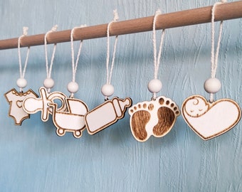 Baby Namens-Anhänger aus Holz | Christbaumschmuck | Weihnachtsdeko