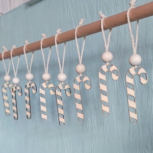 Wooden candy canes | Minimalist | Christmas decoration pendant