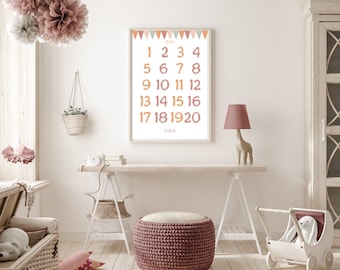 Numbers Kids Poster: Educational Printable Boho Nursery Decor (Digital Download)