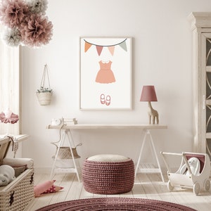 Kleines Mädchen Kleid Poster Dekor, Kinderzimmer Nordische Wand Dekor, Kinderzimmer Poster, Postkarte Wünsche, Baby Mädchen Shower Dekor