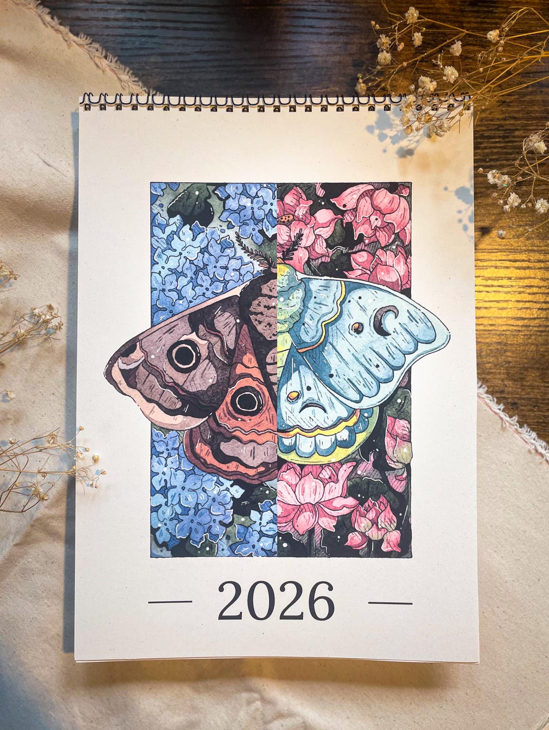 2026 Algae Paper Floral Moth Calendar | A4 | Recycled | Eco Friendly ...