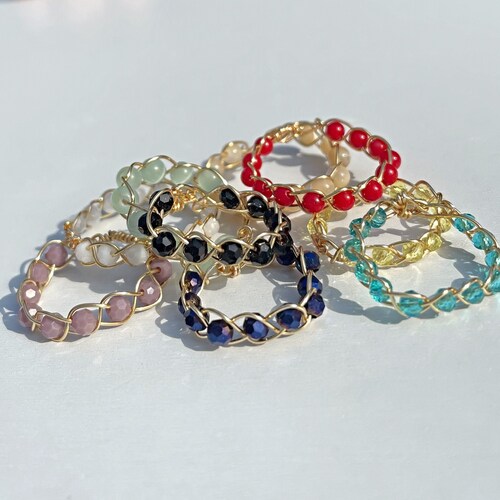 Seed Bead Ring Set Etsy