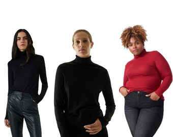 black roll neck crop jumper