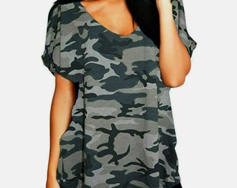 plus size camo shirt dress