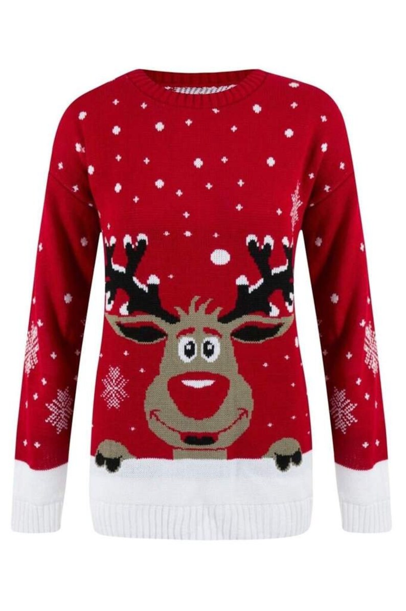 Womens Ladies Reindeer Novelty Christmas Jumper Sweater Top Etsy