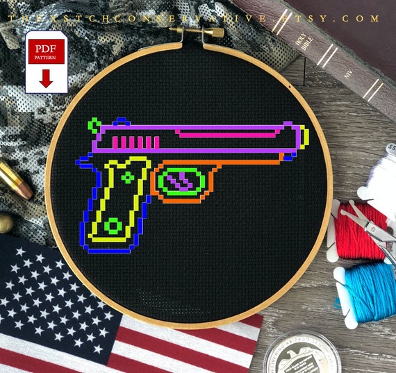 Gun Neon - Cross Stitch Pattern Chart – Crass Cross