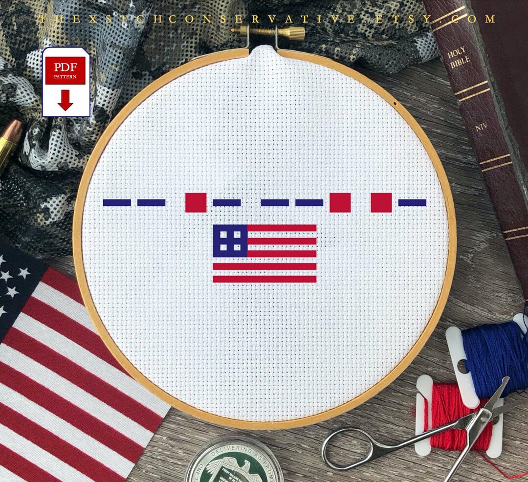 Morse Code MAGA Cross Stitch PDF Pattern - Etsy